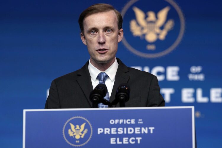 President-elect Joe Biden's national security adviser nominee Jake Sullivan speaks at The Queen theater, Tuesday, Nov. 24, 2020, in Wilmington, Del. (AP Photo/Carolyn Kaster)