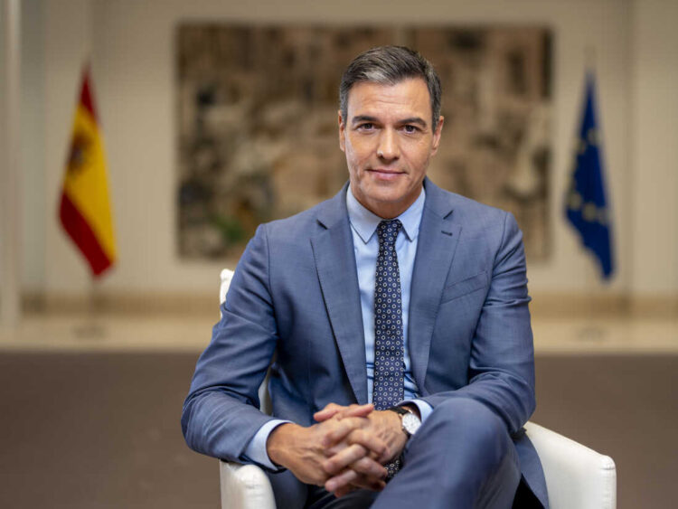 FILE - Spain's Prime Minister Pedro Sanchez poses for a portrait after an interview with The Associated Press at the Moncloa Palace in Madrid, Spain, June 27, 2022. Spanish Prime Minister Pedro Sánchez says that he will consider resigning after what he calls “spurious” corruption allegations against his wife led to a judicial investigation being opened on April 24, 2024. Sánchez said in a letter posted on his X account that while the allegations against his wife Begoña Gómez are false, he is canceling his public agenda until Monday when he announce whether he will continue or step down.  (AP Photo/Bernat Armangue, File)