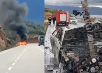 Makina merr flakë në bypassin e Vlorës