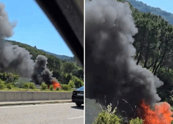Digjet një automjet në ecje në aksin Elbasan–Tiranë