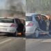 Përplasen disa makina në autostradë, përfshihet nga flakët një “Opel”